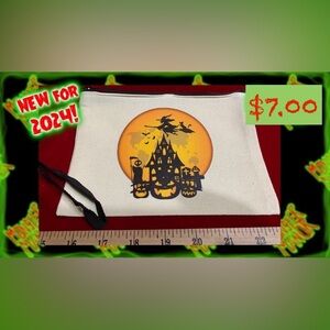Haunted house witch full moon Halloween Pencil Pouch, Makeup Bag Canvas